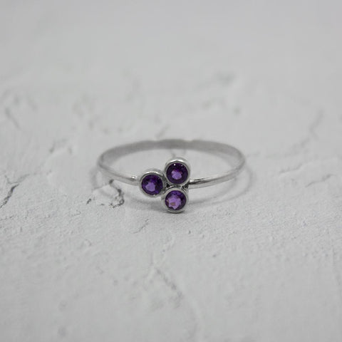 Amethyst Cluster Sterling Silver Ring - Glitzy Glam Jewelry