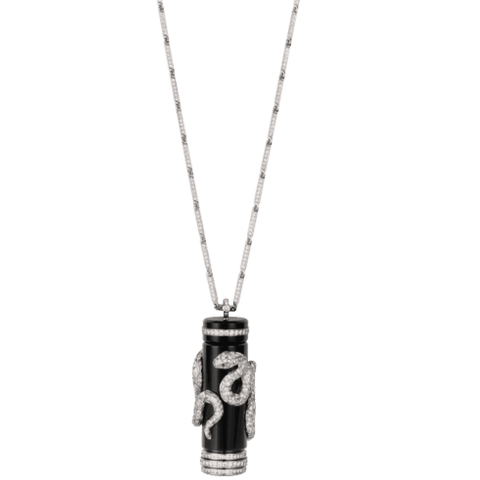 High Jewelry visible hour serpent décor pendant watch - Glitzy Glam Jewelry