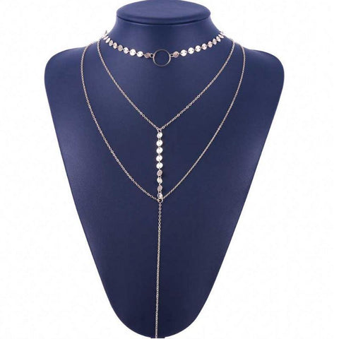 Three Layer Lariat Choker Necklace - Glitzy Glam Jewelry