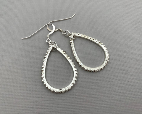 Silver Teardrop Dangles - Glitzy Glam Jewelry